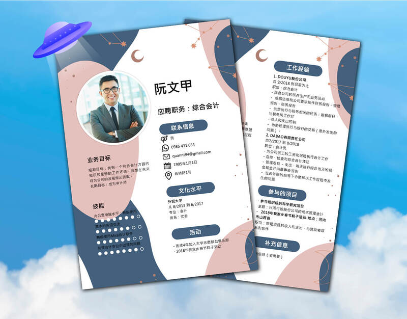 Mẫu CV tiếng Trung 2