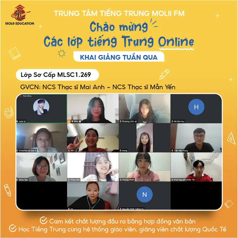 Khóa học tiếng Trung Online theo nhóm tại Molii FM