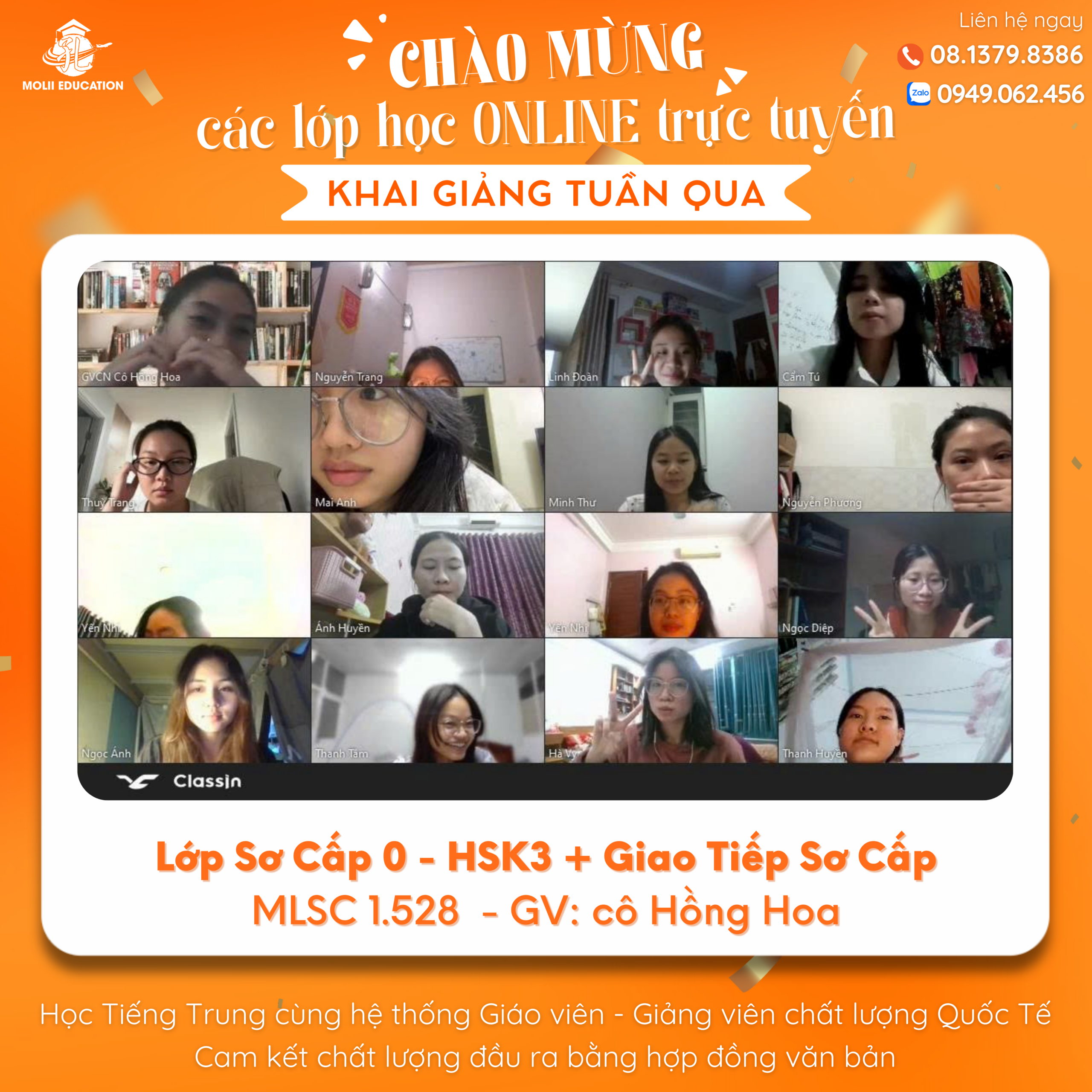 Khóa học tiếng Trung Online theo nhóm tại Molii FM